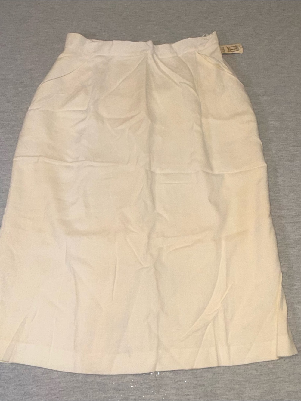 T Vintage New Editions Cream Button Closure Back Midi Skirt Pockets 19 Tall 80s